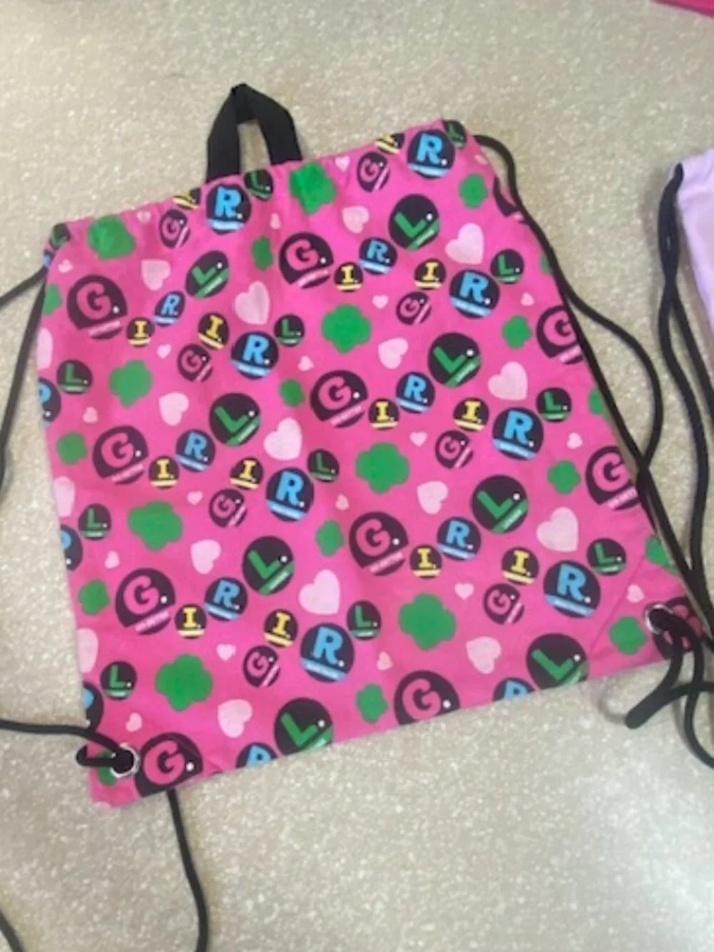 (2)   Girl Scouts Pink G.I.R.L. and 'Born to Shine' Drawstring Backpacks Cinch
